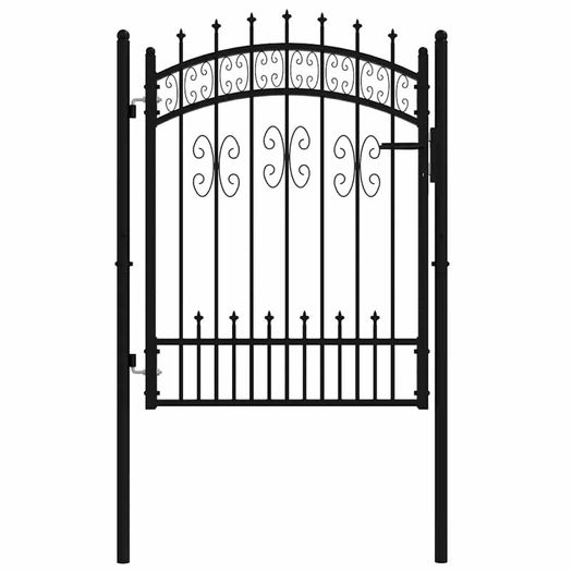 Fence Gate with Spear Top Black 103x125 cm