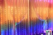 Curtain Fairy Waterproof Curtain Lights USB Fairy String Lights 3Mx2.8M, LED Window Lights, Remote Control, 280LED RGB Curtain Light for Bedroom Outdoor Indoor Christmas Decoration