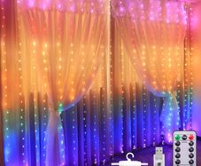 Curtain Fairy Waterproof Curtain Lights USB Fairy String Lights 3Mx2.8M, LED Window Lights, Remote Control, 280LED RGB Curtain Light for Bedroom Outdoor Indoor Christmas Decoration