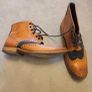 London Brogue Tan & Blue canvas boots Image 2