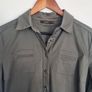 Khaki Midi Reiss Cotton Shirt Dress, Size 14 Image 2