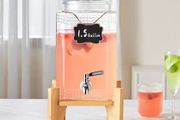 Dispensers for Parties, Glass Juice Dispenser with Stand, Stainless Steel Spigot, Iced Tea Lemonade Juice Water Dispenser, for Restaurants, Hotels, Parties