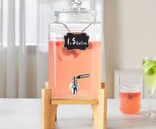 Dispensers for Parties, Glass Juice Dispenser with Stand, Stainless Steel Spigot, Iced Tea Lemonade Juice Water Dispenser, for Restaurants, Hotels, Parties
