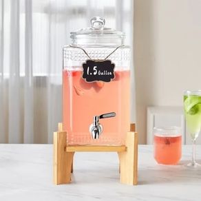 Dispensers for Parties, Glass Juice Dispenser with Stand, Stainless Steel Spigot, Iced Tea Lemonade Juice Water Dispenser, for Restaurants, Hotels, Parties