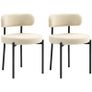 Set of 2 dining chairs with fabric backrest steel legs 51 x 51 x 76 cm beige black Image 2