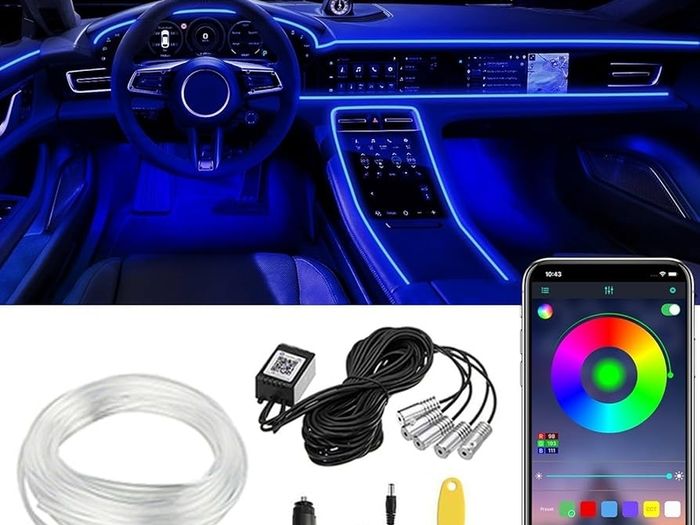 Phone App Control Car Interior Led Light Strip, 6 Way, 6M