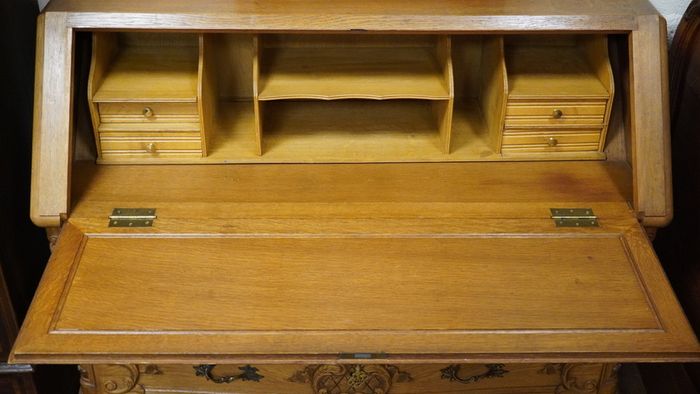 French Oak Bow Front Bureau