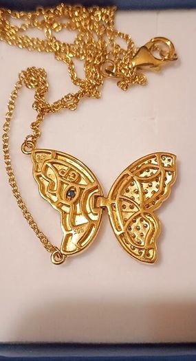 New Beautiful Sterling Silver Two Tone Gold Plated Necklace