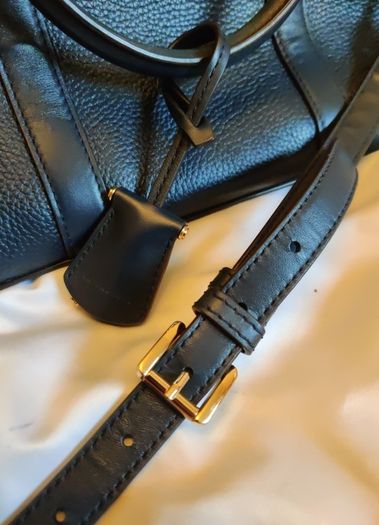 Michael Kors Nouveau Hamilton Medium Zip Satchel Crossbody Navy Faux leather