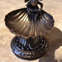 Vintage Spanish Silver 925 Cherub Shell Salt Cellar Pedro Duran,Antique 1888 Sterling Silver JC Vickery London Button Hook Royal Supplier,Vintage Peruvian 925 Sterling Silver Stag Head Wine Pourer