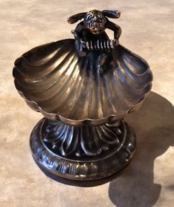 Vintage Spanish Silver 925 Cherub Shell Salt Cellar Pedro Duran,Antique 1888 Sterling Silver JC Vickery London Button Hook Royal Supplier,Vintage Peruvian 925 Sterling Silver Stag Head Wine Pourer