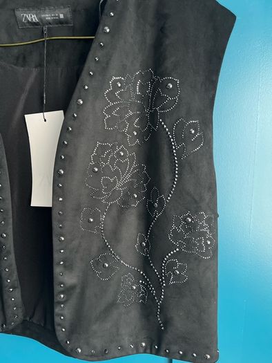 Zara black embellished waistcoat. Size S. BNWT