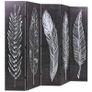 Folding Room Divider 200x170 cm Feathers Black and White Image 3
