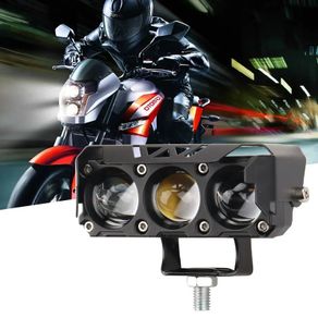 1PC Motorcycle Motorbike LED Spotlight Dual Colour Hi/Low Beam Fog Lamps for Car Trucks SUV UTV 12V 24VMini Lens Headlight Driving Light