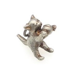 Vintage Cat Silver Charm