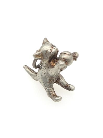 Vintage Cat Silver Charm