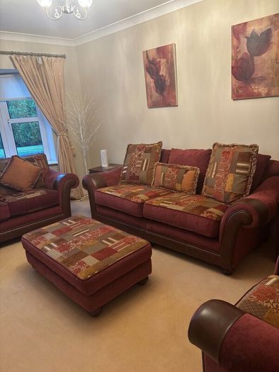 3-Piece Suite, Footstool & Solid Wood Furniture