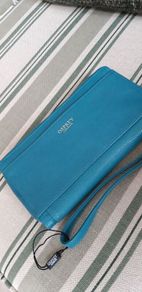 New Osprey of London Teal Leather Wrislet Purse/Wallet