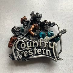 Vintage 1981 Bergamot Brass Works Country Western Band Belt Buckle - Rare Enamel