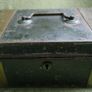 Vintage Black Metal Cash Box Document Tin Black Metal Tin Office Metal Box Supplies Office Image 2