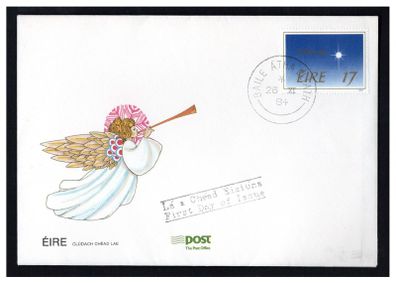 1984 Ireland Christmas 17p Christmas Star Commemorative Stamp Dublin Cancel First Day Cover (FDC)