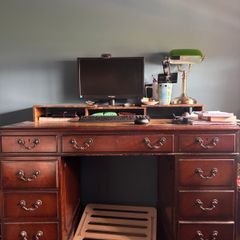 Vintage desk 60s/70s with leather top