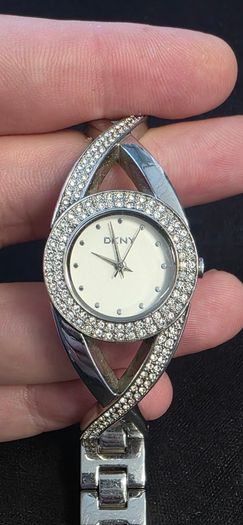 DKNY Crosswalk Crystal Ladies Watch NY-4716 Silver Stainless Steel Twist Bangle