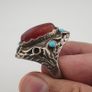 Antique Red Zirconia Ring  Rustic Brass Statement Jewellery Image 9