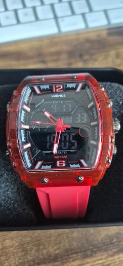 Sanda Lognce analogue-digital sports watch - red