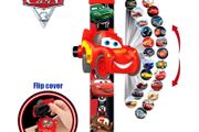 Disney Lightning McQueen Cars 24 Projection Watch Digital Clock Student Wristwatches Kids Toy Car Boy Birthday Gifts