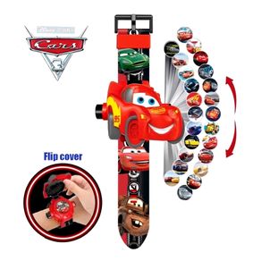 Disney lightning McQueen Cars 24 Projection Watch Digital Clock Student Wristwatches Kids Toy Car Boy Birthday Gifts