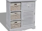 Wooden Cabinet 3 Left Weaving Baskets White