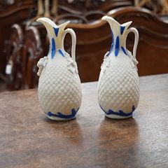 Pair of Victorian Parian Ware Ewers