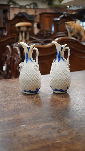 Pair of Victorian Parian Ware Ewers