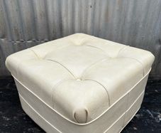 Retro vintage off white vinyl pouff c1960