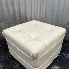 Retro vintage off white vinyl pouff c1960
