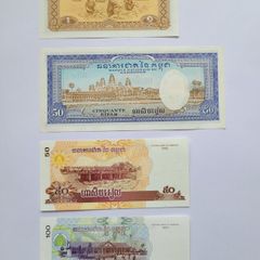Cambodia 0.1-100 Riels 1972-2002 6 notes Unc