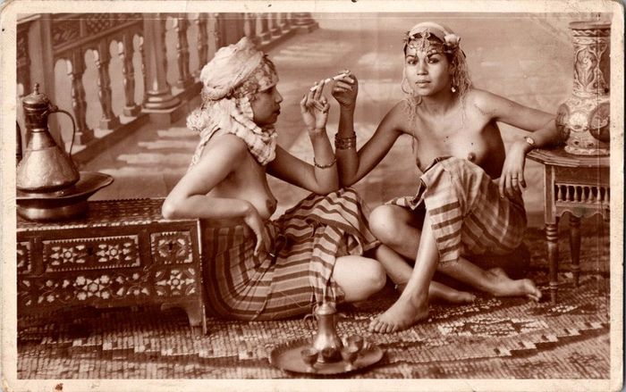 Vintage Postcard Algeria  Mauresques La Kemia La Cigogne Alger Orientalist RPPC.