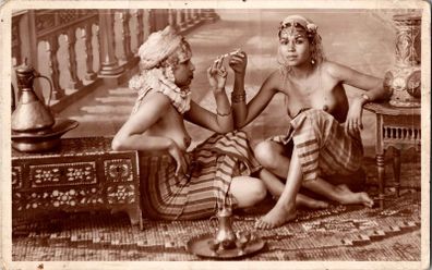 Vintage Postcard Algeria  Mauresques La Kemia La Cigogne Alger Orientalist RPPC.