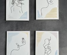 Set of 4 Feminine Line Art Canvas Paintings