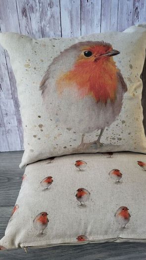 Christmas cushions. "ROBIN" and " GNOME"