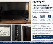 Sony Bravia 40 Full Hd Led Tv  Kdl40wd653