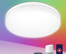 Smart LED Ceiling Light Dimmable, RGB Colour Changing Ceiling Light, App or Voice Control, IP54 Waterproof, 15W 1250lm, 2700K-6500K Tunable, Compatible with Alexa and Google Home
