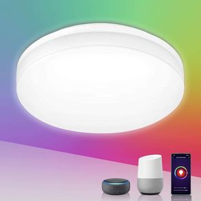 Smart LED Ceiling Light Dimmable, RGB Colour Changing Ceiling Light, App or Voice Control, IP54 Waterproof, 15W 1250lm, 2700K-6500K Tunable, Compatible with Alexa and Google Home