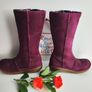 Dr Martens 3B28 burgundy midcalf wedge leather suede boots UK4 EU37 US6 Image 7
