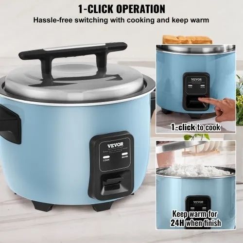 Commercial Rice Cooker, 50-Cup Rice Cooker, 10 Liter Large Rice Cooker and Warmer with Nonstick Inner Pot, Fast Cooking and 24-Hour Keep Warm