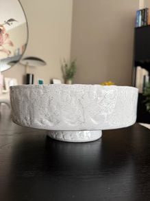 Large Heavy Stoneware Pedestal Fruit Bowl
