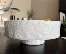 Large Heavy Stoneware Pedestal Fruit Bowl