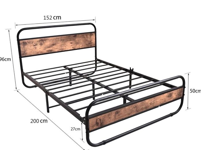 5ft King Size Bed Frame with Headboard and footboard,Brown Oval-Shaped Platform Bed with Under-Bed Storage,Steel Slats Mattress Foundation Round Pipe Design,Enhanced Support Noise Free