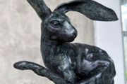 Running Hare (45cm) - Green Speckled Bronze